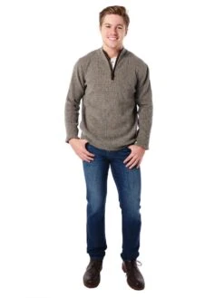 Saint Bernard Ribbed Zip Mock Sweater -Every Wear Shop s1615 olivealt1