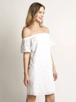 Sail To Sable Dot Eyelet Dress -Every Wear Shop sp1884 whitealt1