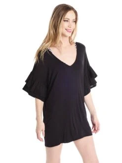 Trina Turk Sunshine Cover Tunic -Every Wear Shop tt8wk53 blackalt2